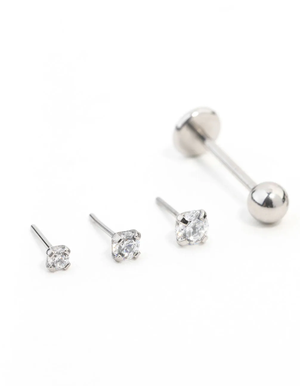 Surgical Steel Stone Flat Back Earrings 6-Pack