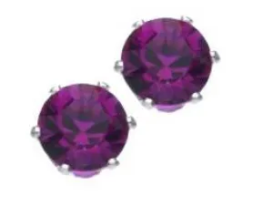 Swarovski Crystal Stud Earrings : Fuschia in Sterling