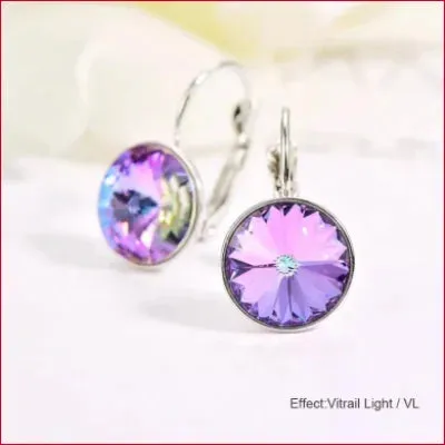Swarovski Round Crystal Drop Earrings Bridal Jewelry