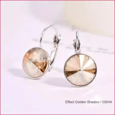 Swarovski Round Crystal Drop Earrings Bridal Jewelry