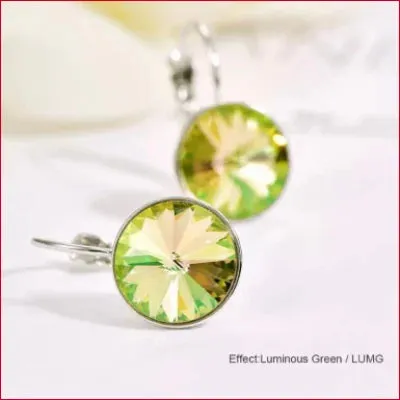 Swarovski Round Crystal Drop Earrings Bridal Jewelry