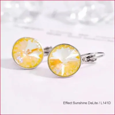 Swarovski Round Crystal Drop Earrings Bridal Jewelry