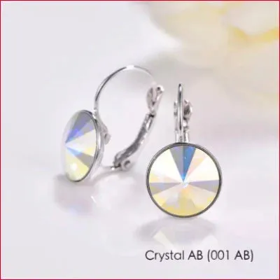 Swarovski Round Crystal Drop Earrings Bridal Jewelry