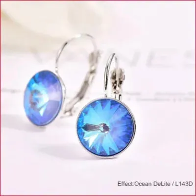 Swarovski Round Crystal Drop Earrings Bridal Jewelry