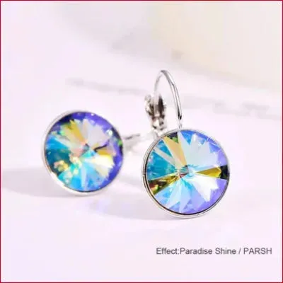 Swarovski Round Crystal Drop Earrings Bridal Jewelry