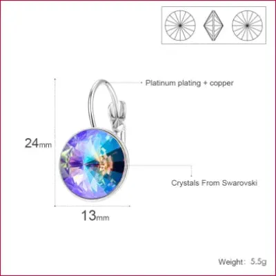 Swarovski Round Crystal Drop Earrings Bridal Jewelry