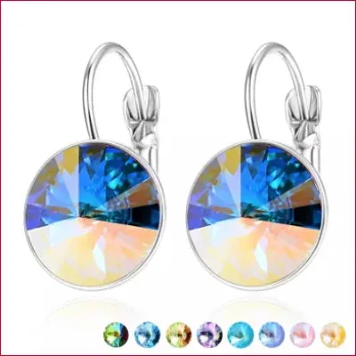 Swarovski Round Crystal Drop Earrings Bridal Jewelry