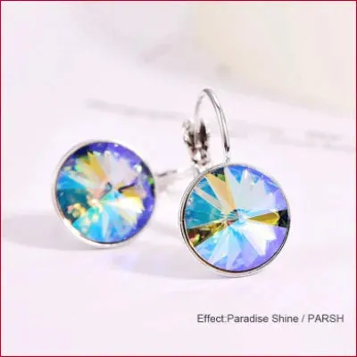 Swarovski Round Crystal Drop Earrings Bridal Jewelry