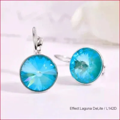 Swarovski Round Crystal Drop Earrings Bridal Jewelry