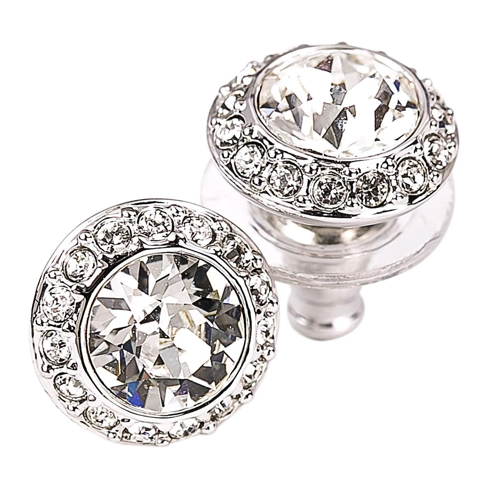Swarovski Women's Angelic Rhodium-Plated Clear Crystal Pierced Earrings, 3/8" Diameter | 1081942