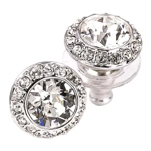 Swarovski Women's Angelic Rhodium-Plated Clear Crystal Pierced Earrings, 3/8" Diameter | 1081942