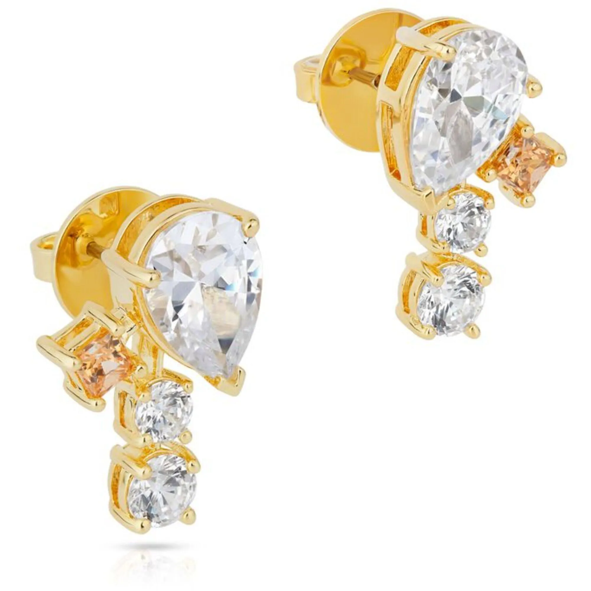 Swarovski Women's Earrings - Film PC Gold Tone and Czech White Crystal Drop | 5572835