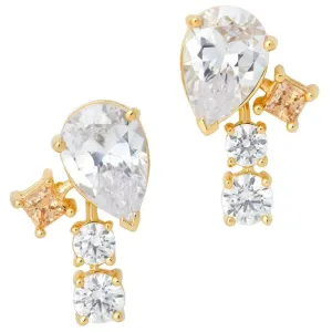 Swarovski Women's Earrings - Film PC Gold Tone and Czech White Crystal Drop | 5572835