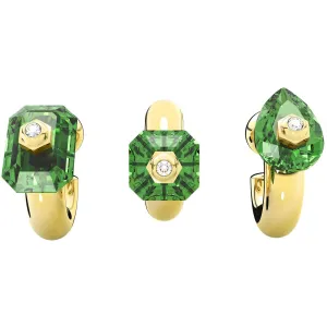 Swarovski Women's Hoop Earrings - Numina Green Mixed Cuts Crystals, Set of 3 | 5633781