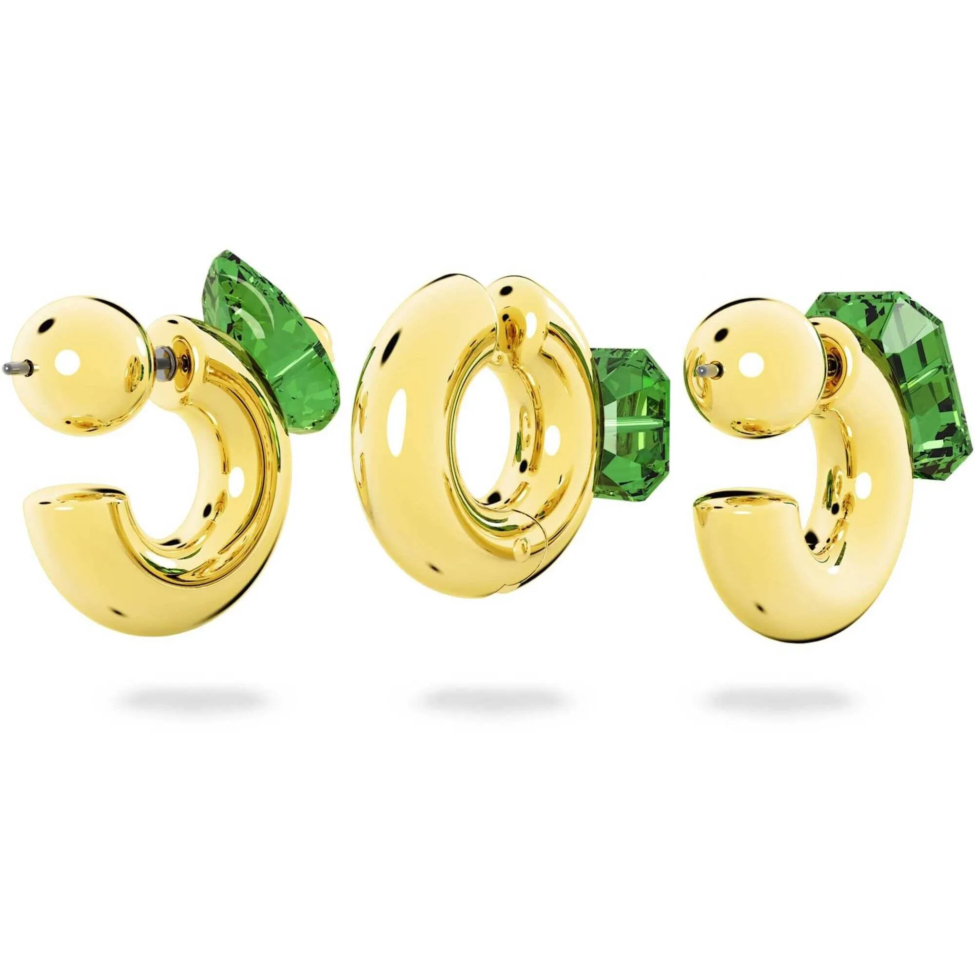 Swarovski Women's Hoop Earrings - Numina Green Mixed Cuts Crystals, Set of 3 | 5633781