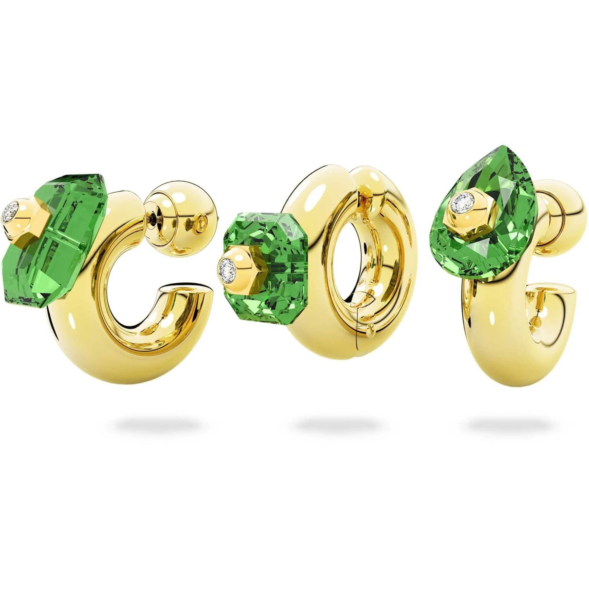 Swarovski Women's Hoop Earrings - Numina Green Mixed Cuts Crystals, Set of 3 | 5633781