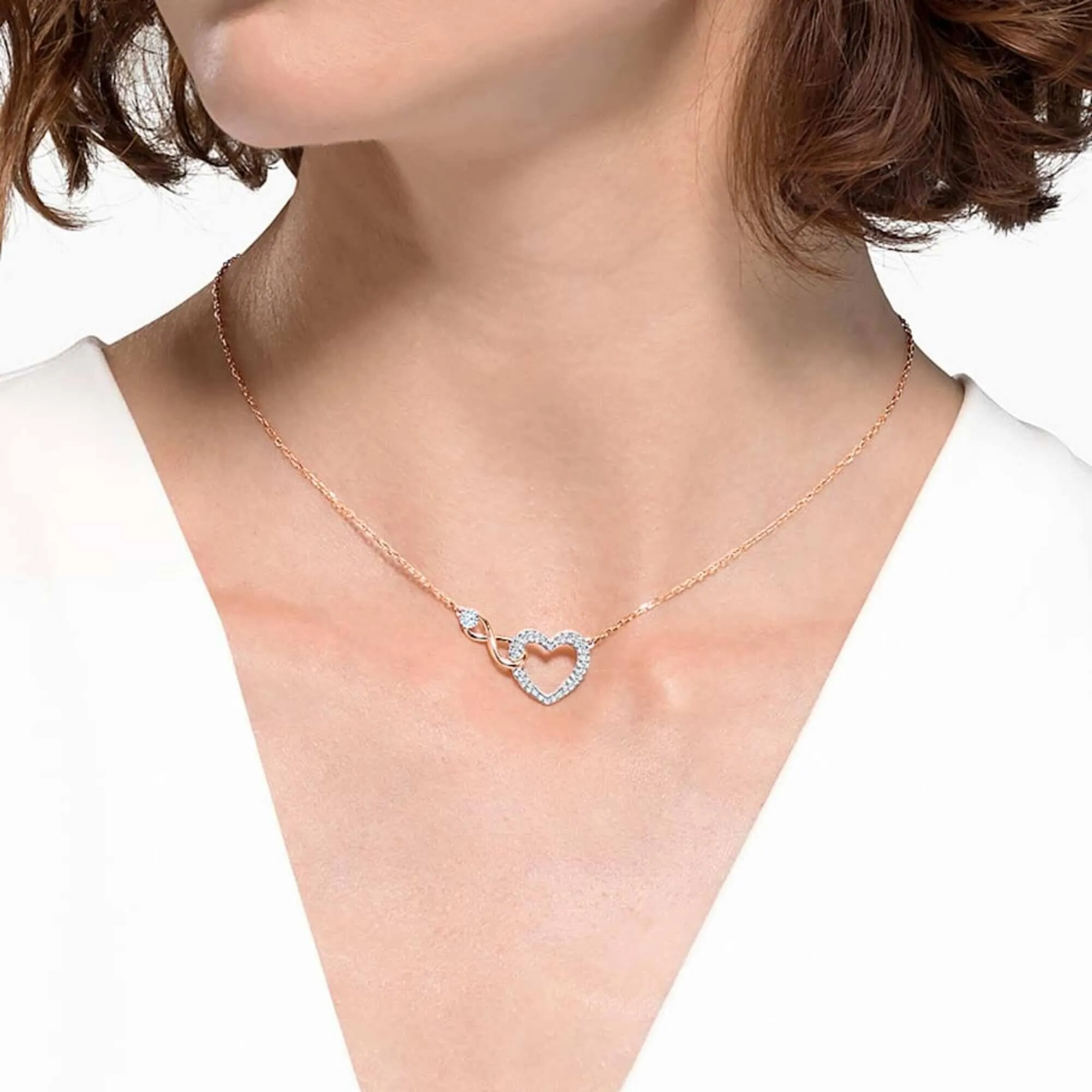 Swarovski Women's Necklace Set - Swarovski Infinity Heart Rose Gold | 5521040