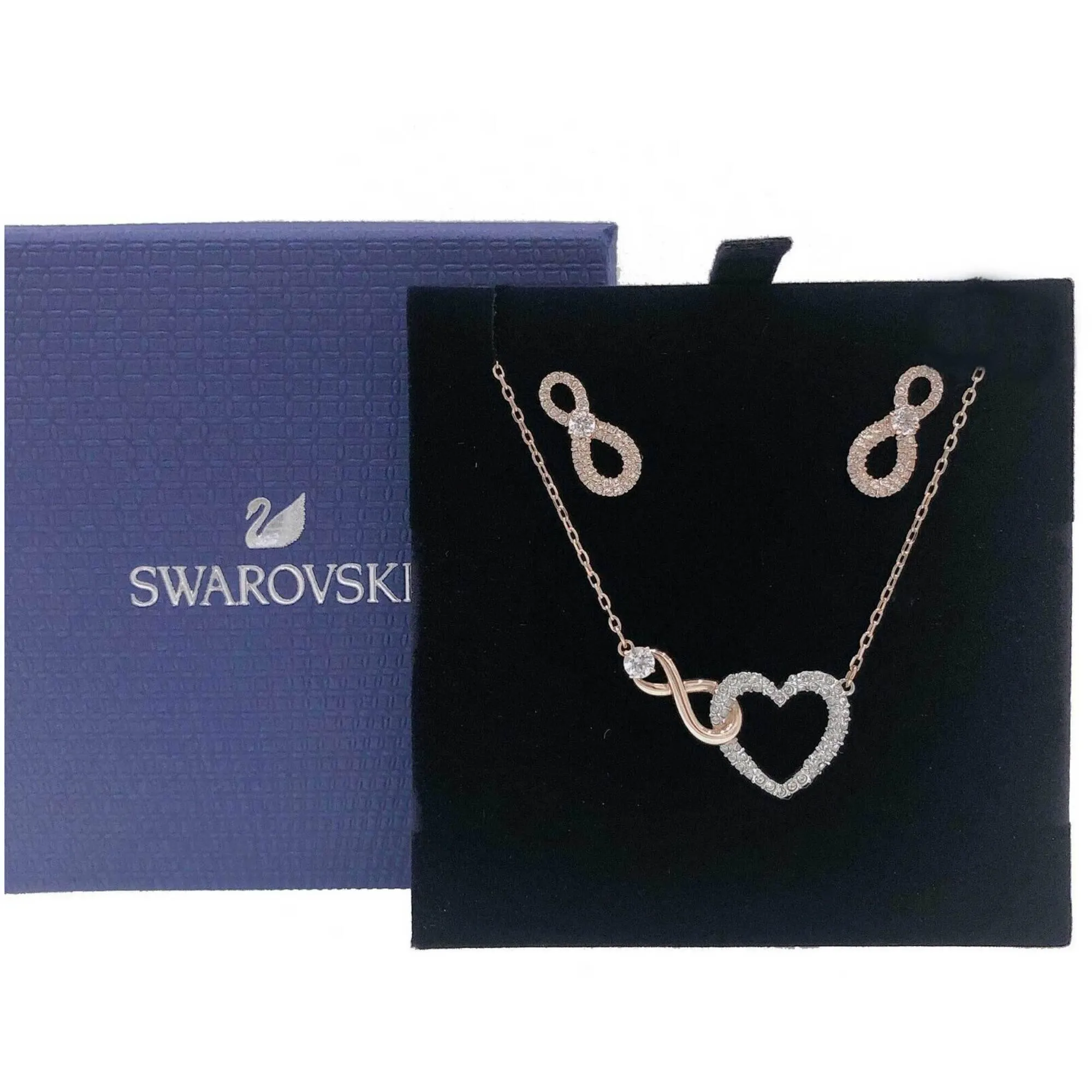 Swarovski Women's Necklace Set - Swarovski Infinity Heart Rose Gold | 5521040