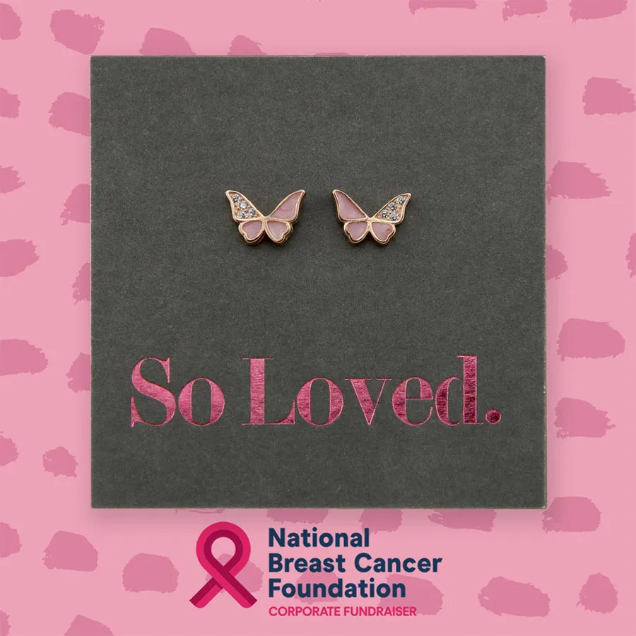 Sweet Pink Butterflies - 18k Rose Gold Plated Sterling Silver   CZ - So Loved (8717-R)