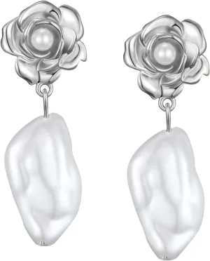 SWEETV Floral Baroque Pearl Drop Earrings for Women