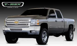 T-REX X Metal Series, 2 Piece Overlay Grilles - Polished - 2011-2014 Chevy 2500HD/3500HD