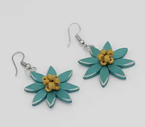 Teal Amaya Flower Earrings