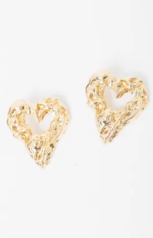 Team Love Stud Earrings, GOLD