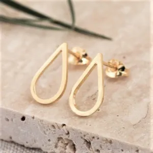 Teardrop Stud Earrings Gold