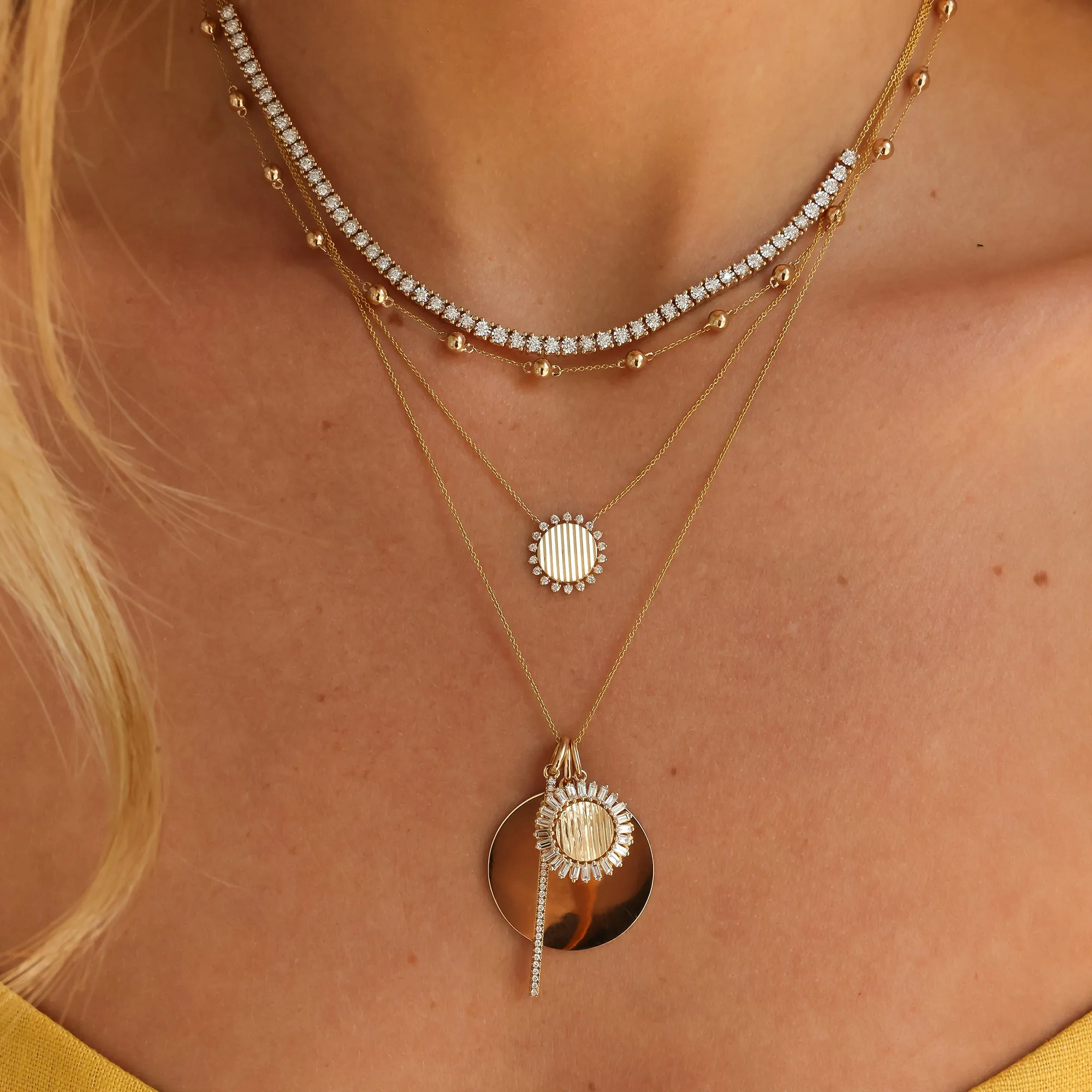 Teddi Paige Fluted Sunburst Necklace