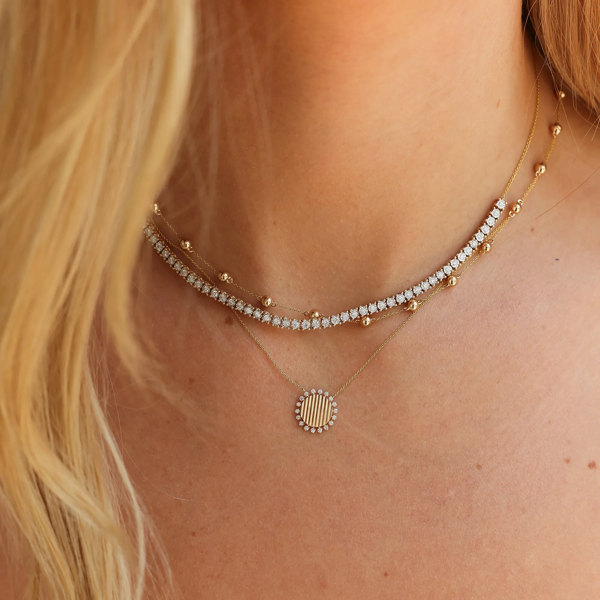 Teddi Paige Fluted Sunburst Necklace