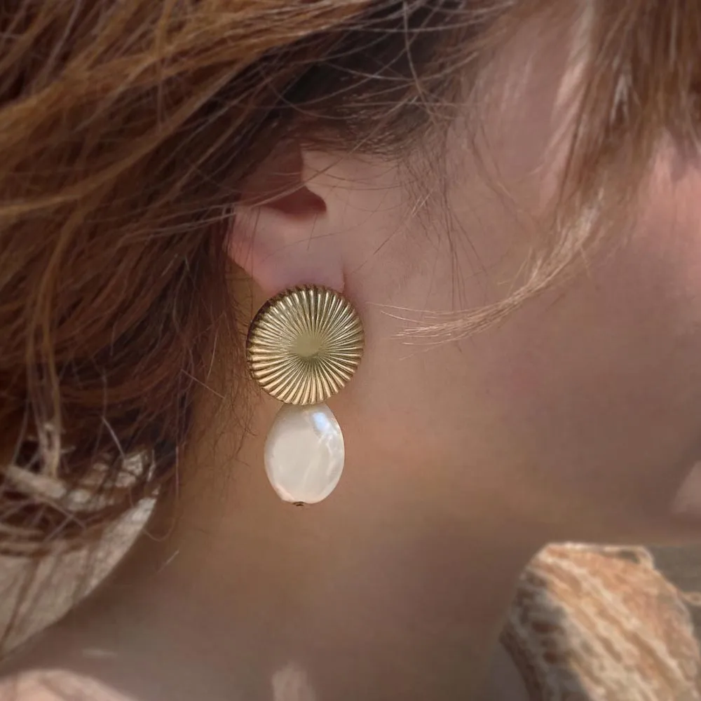 Textured Circle Chunky Drop Earrings