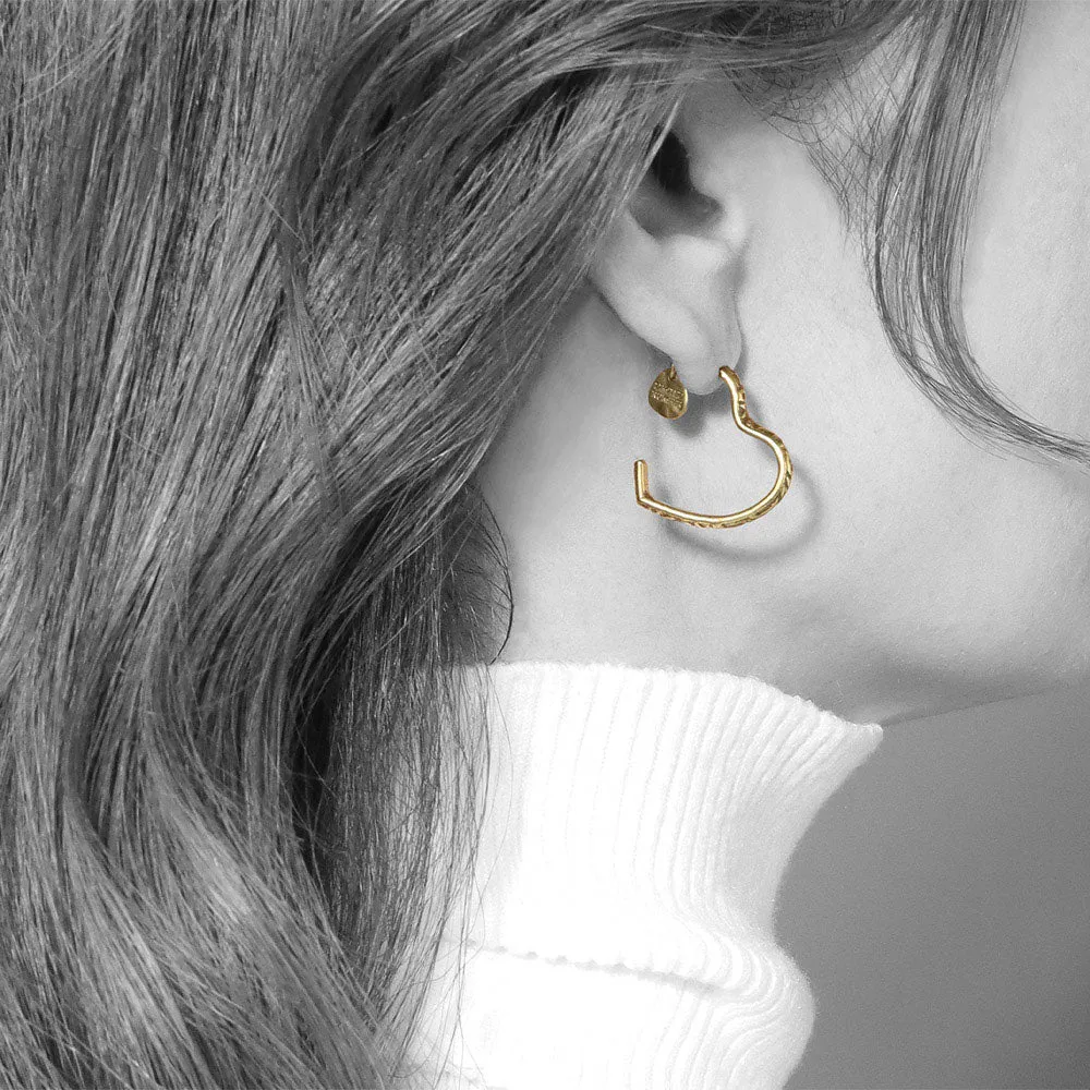 Textured Heart Hoop Earrings
