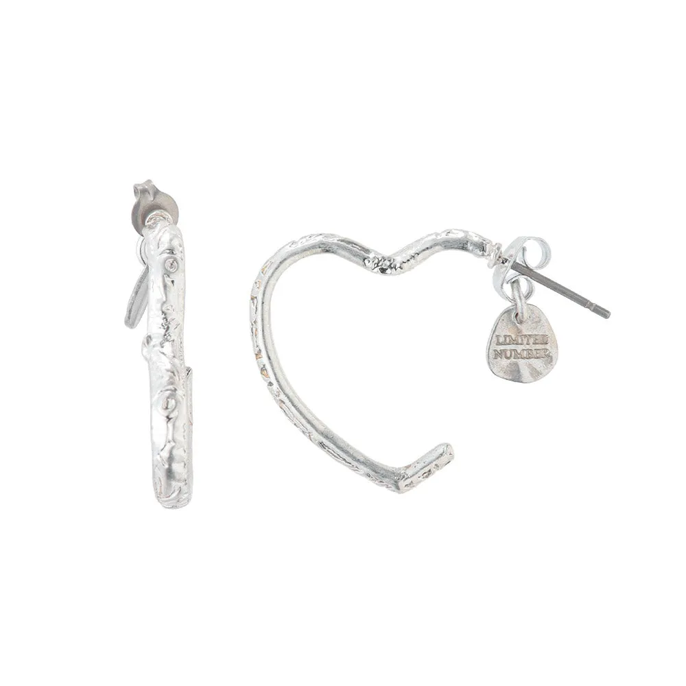 Textured Heart Hoop Earrings