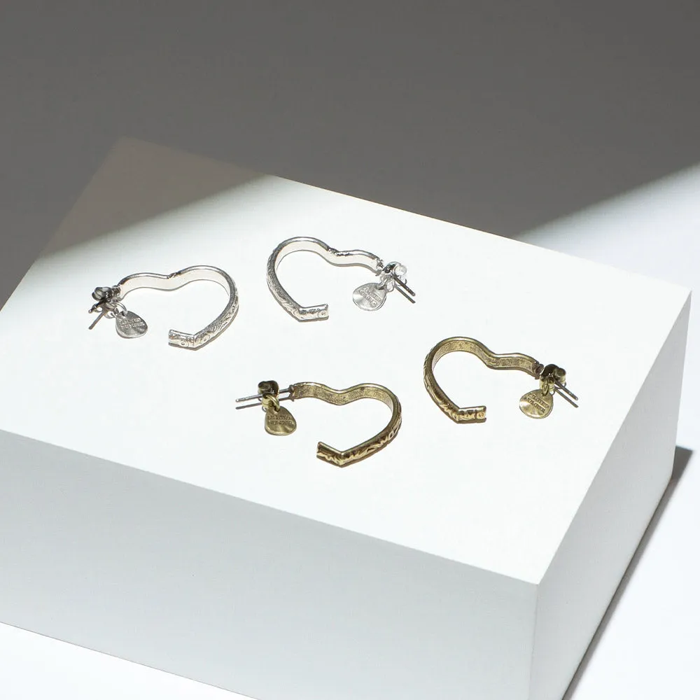 Textured Heart Hoop Earrings