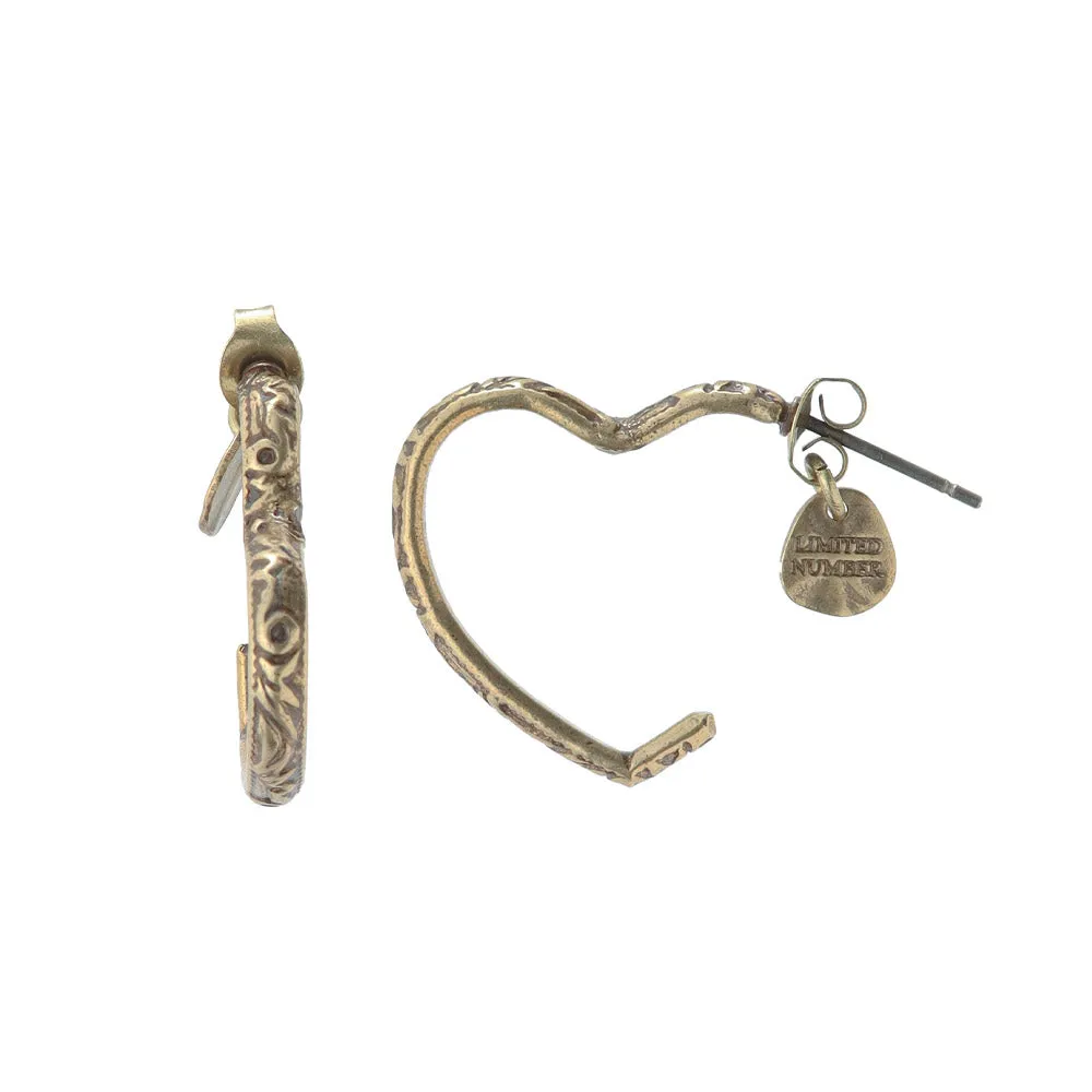 Textured Heart Hoop Earrings