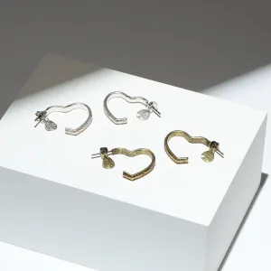 Textured Heart Hoop Earrings