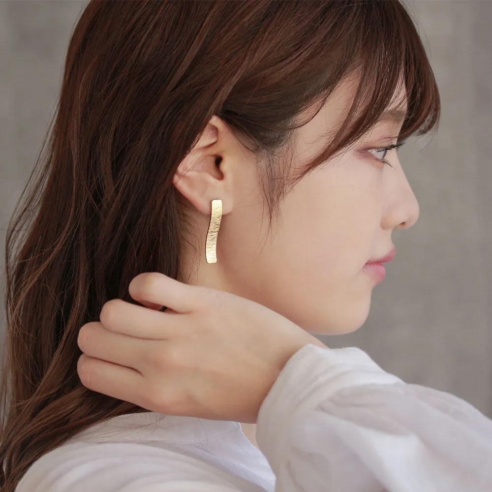 Textured Rectangle Brass Earrings