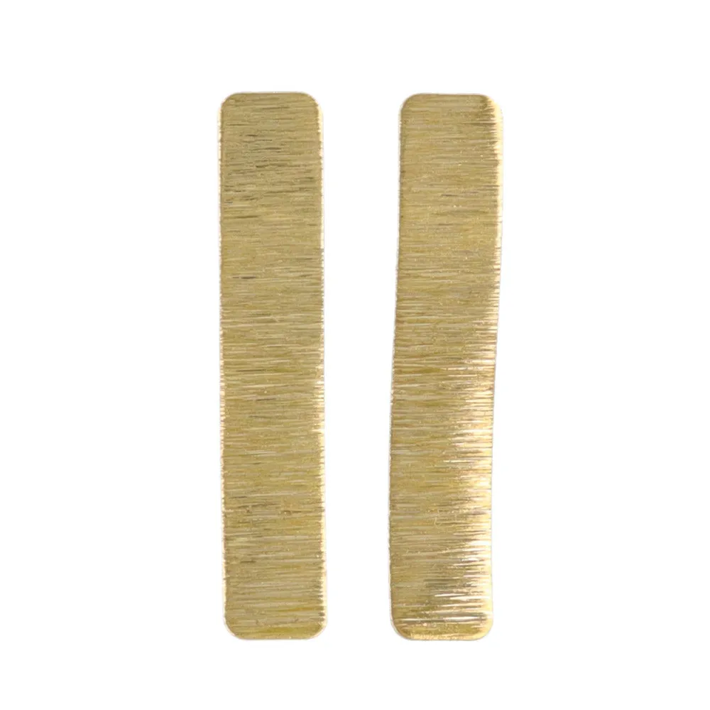 Textured Rectangle Brass Earrings