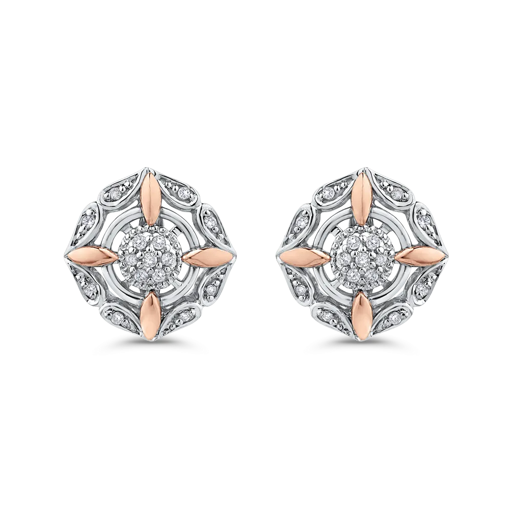 The Angelina Earrings | Lab Diamond Vintage Style Halo Studs