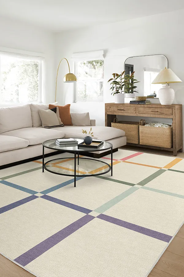 The Home Edit Joanna Ivory Rainbow Tufted Rug
