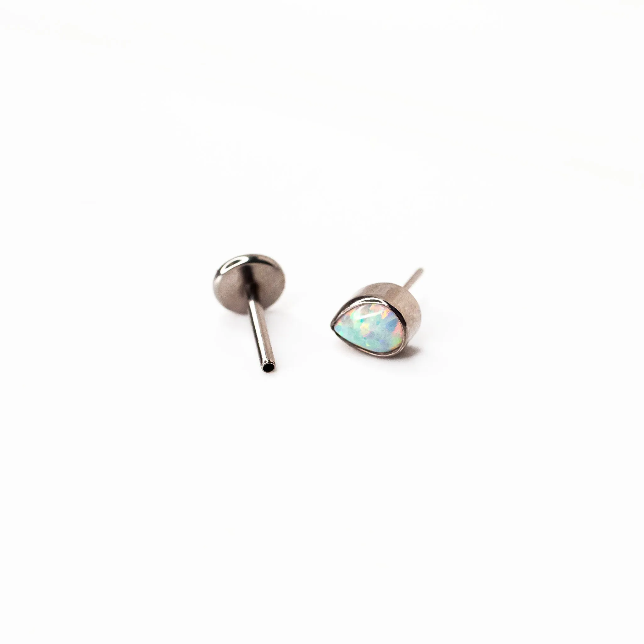 The Night Sky Titanium Flat Back Sleeper Earrings Set with Opals