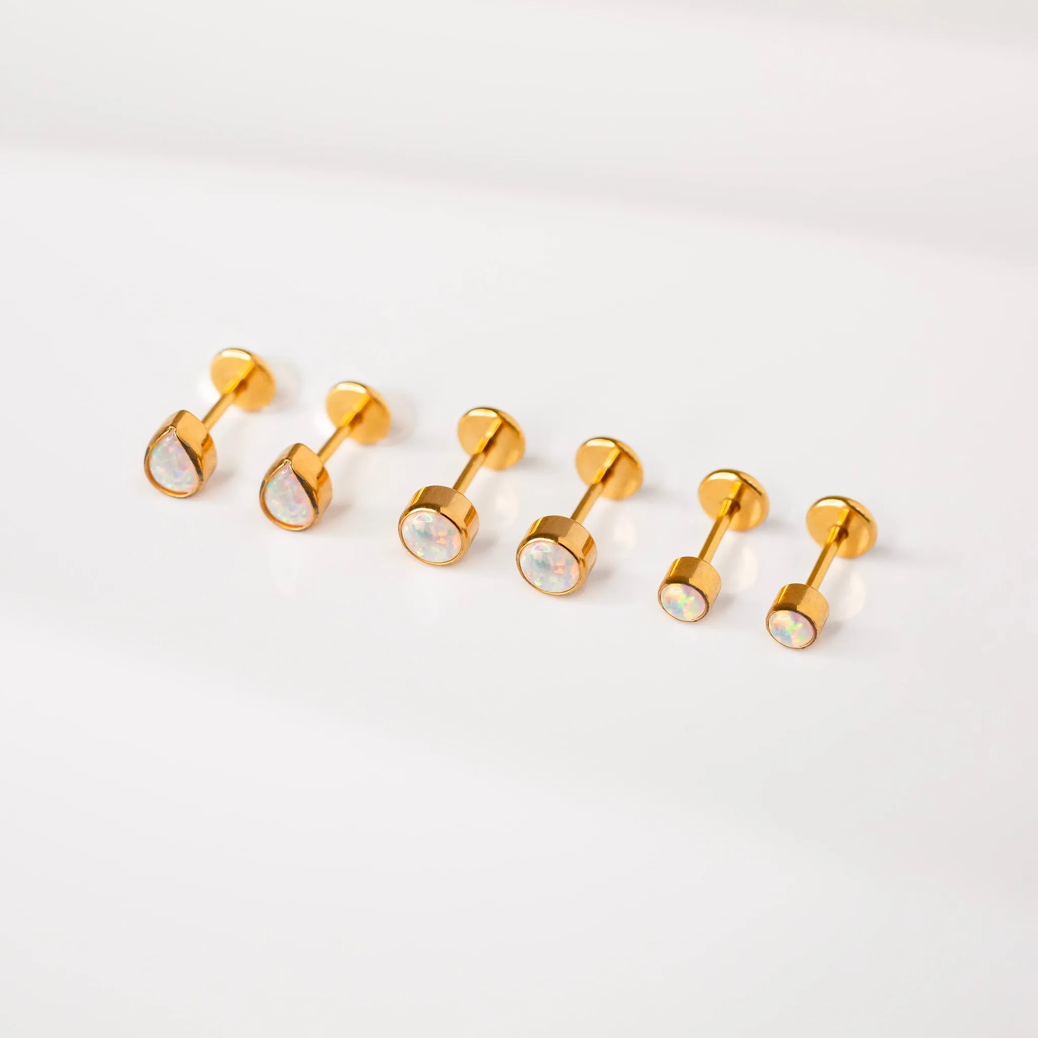 The Night Sky Titanium Flat Back Sleeper Earrings Set with Opals