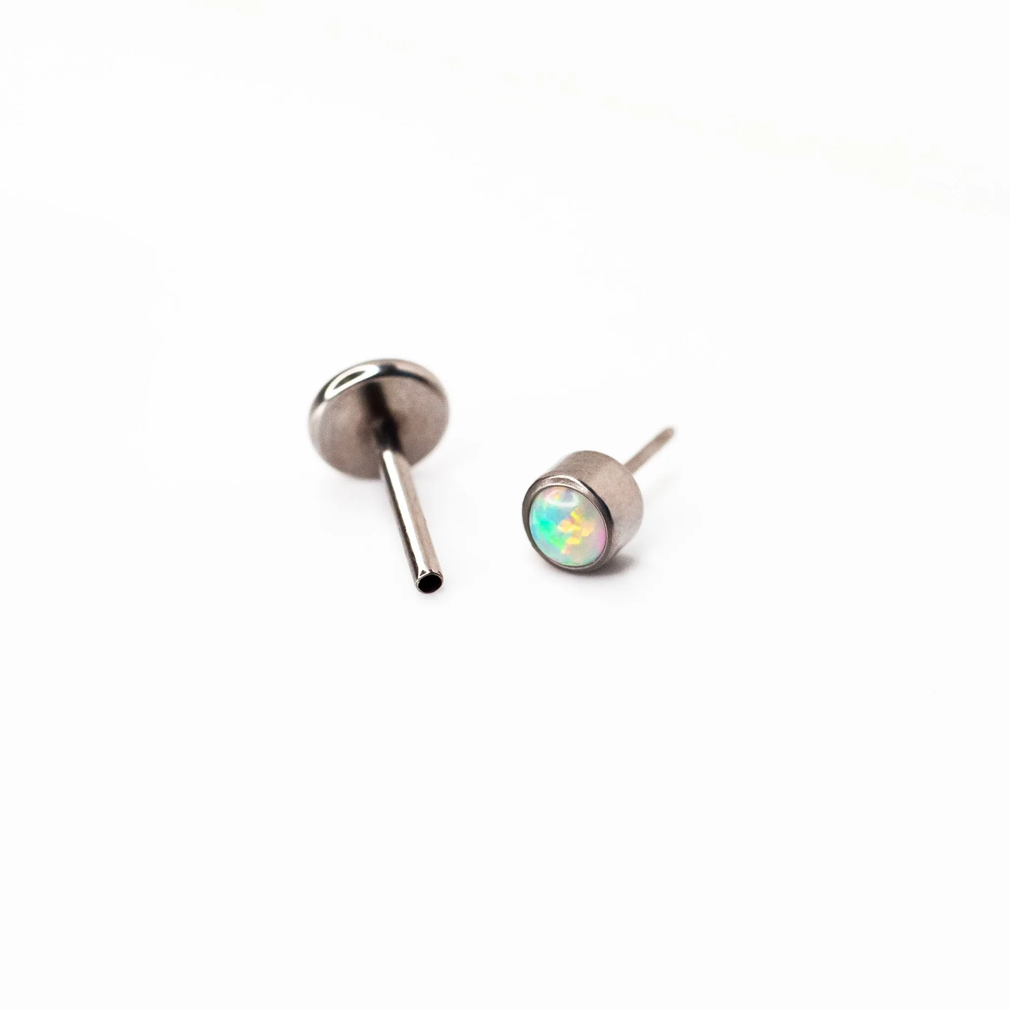 The Night Sky Titanium Flat Back Sleeper Earrings Set with Opals