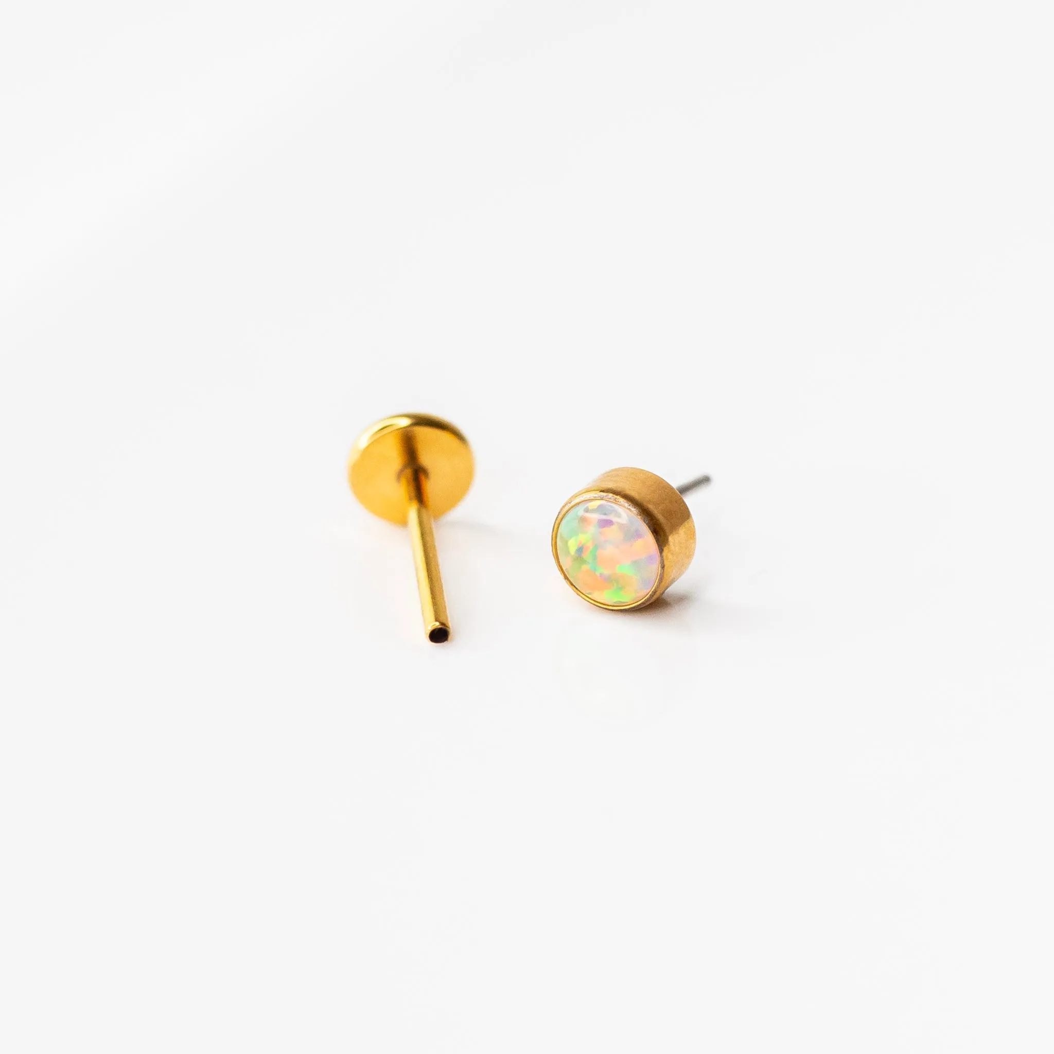 The Night Sky Titanium Flat Back Sleeper Earrings Set with Opals