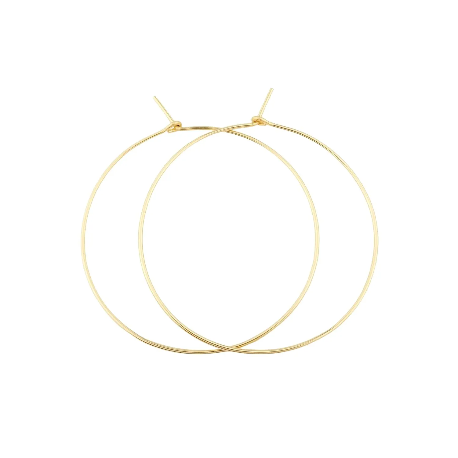Thin Medium Solid 14k Gold Hoop Earrings for Women, Lightweight Minimal Everyday Earrings 1.5 Inch