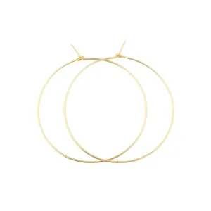 Thin Medium Solid 14k Gold Hoop Earrings for Women, Lightweight Minimal Everyday Earrings 1.5 Inch