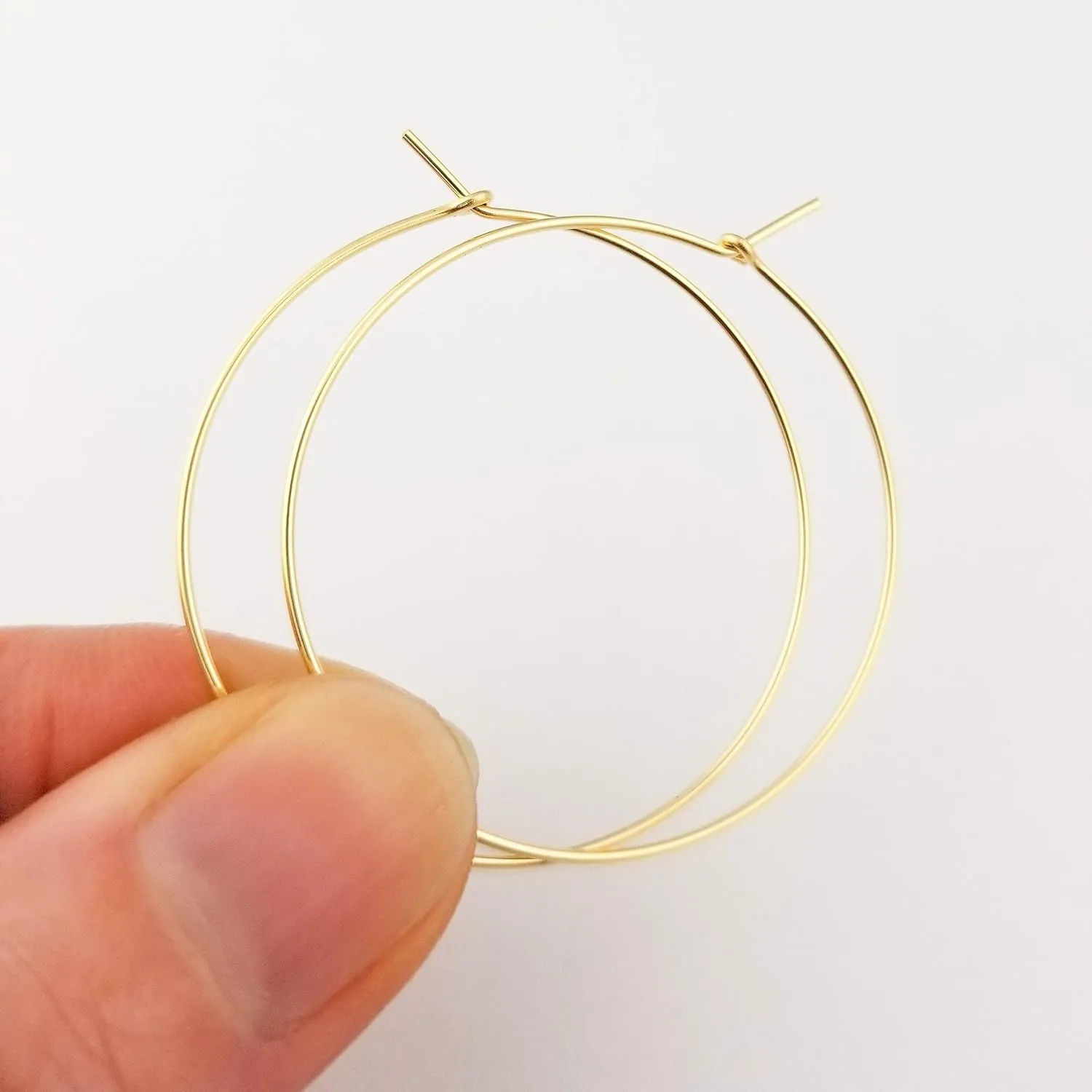 Thin Medium Solid 14k Gold Hoop Earrings for Women, Lightweight Minimal Everyday Earrings 1.5 Inch