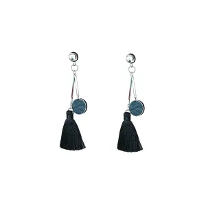 TI-GO Silver with black tassel and disc earring