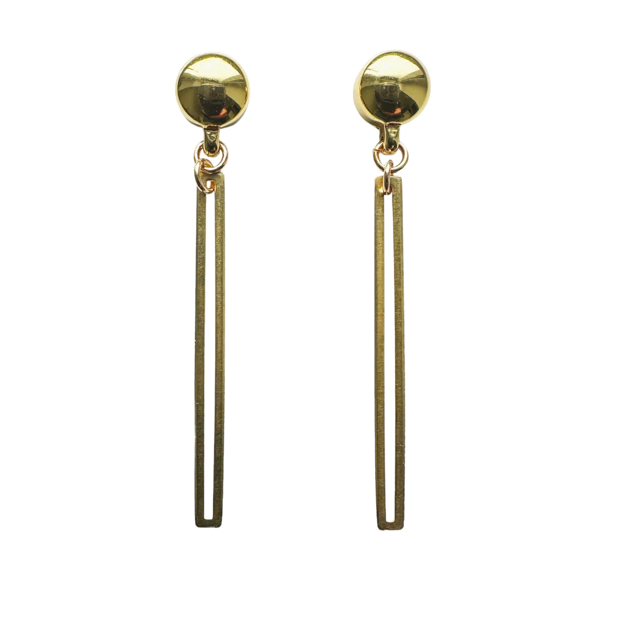 TI-GO Siver and Gold narrow rectangular loop earring