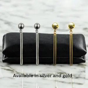 TI-GO Siver and Gold narrow rectangular loop earring